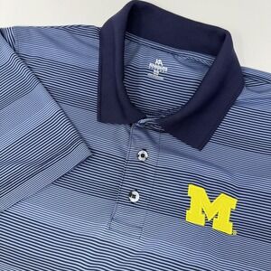Michigan Wolverines Shirt Polo Mens Medium Striped NCAA Football Knights Apparel